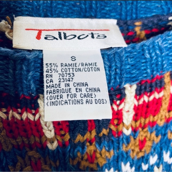 S Vintage knitted Talbots Ice Skater Holiday Christmas Winter plaid sweater - Picture 3 of 12